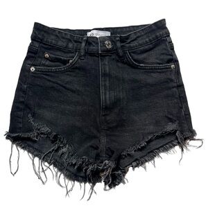 Zara High Waisted Black Cutoff Jorts